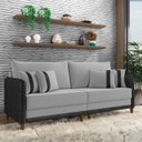 Ver imagem 2 de Sofá 2 Lugares Living 172cm Pé Madeira Valença Pto/veludo Cinza K01 - D'Rossi