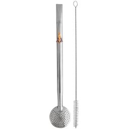 Bomba de Chimarrão Tereré Aço Inox 23cm com Rosca Pingente Nossa Senhora - 1