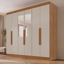 Ver imagem 1 de Guarda-Roupa Casal com Espelhos 6 Portas e 2 Gavetas 177cm Multimóveis Cinamomo/Off White