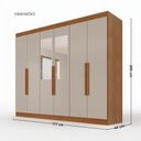 Ver imagem 3 de Guarda-Roupa Casal com Espelhos 6 Portas e 2 Gavetas 177cm Multimóveis Cinamomo/Off White