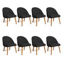 Ver imagem 1 de Kit 08 Cadeiras Poltrona de Jantar Luna Suede Preto Pés Palito Castanho