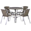 Ver imagem 1 de Jogo 4 Cadeiras Floripa e Mesa Com Tampo Tramado em Alumínio Piscina, Área, Jardim Trama Original