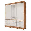 Ver imagem 3 de Guarda-Roupa Casal 4 Portas 7 Gavetas com Espelho e Pés 192cm 100% MDF Penedo Espresso Móveis Bege/Cinamomo/Off White