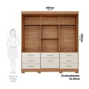 Ver imagem 4 de Guarda-Roupa Casal 4 Portas 7 Gavetas com Espelho e Pés 192cm 100% MDF Penedo Espresso Móveis Bege/Cinamomo/Off White