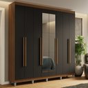 Ver imagem 1 de Guarda-Roupa Casal com Pés 8 Portas Batentes com Espelho Saturno Madesa