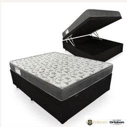 Cama Base Box Com Baú Casal + Colchão De Espuma D33 - Ortobom - iso 100 138cm:preto - 1
