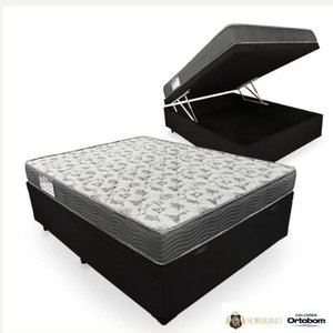 Cama Base Box Com Baú Casal + Colchão De Espuma D33 - Ortobom - iso 100 138cm:preto