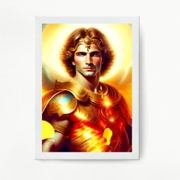 Quadro Decorativo Arcanjo Uriel 24x18cm:Madeira preta - 2