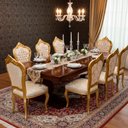 Ver imagem 2 de Cadeira de Jantar Clássica com Encosto Capitone e Detalhes Dourados 109x52x60cm