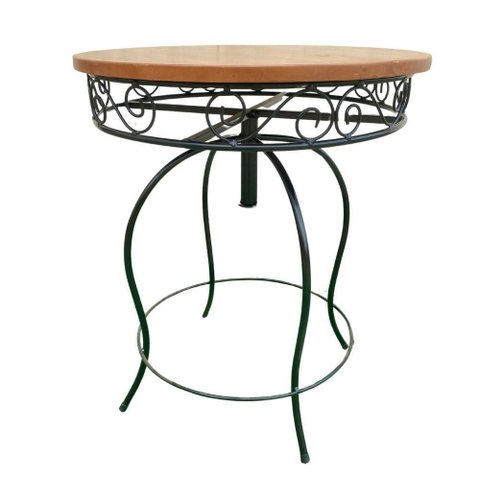 Mesa Redonda em Ferro e Madeira 70cm Modelo Bolinha Sudeste Rústico