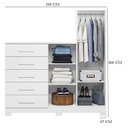 Ver imagem 7 de Guarda Roupa Solteiro Doble 4 Portas de Bater 4 Gavetas MDP com Cômoda New Master Branco Albatroz