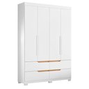 Ver imagem 3 de Guarda Roupa Solteiro Doble 4 Portas de Bater 4 Gavetas MDP com Cômoda New Master Branco Albatroz