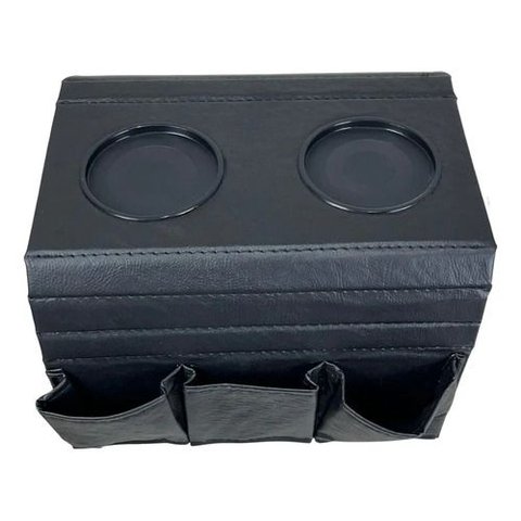 Kit 2 Bandeja Esteira para Braço de Sofá de Corino Preto Porta Copos e Controle