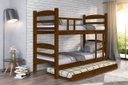 Ver imagem 1 de Treliche Beliche Reta com Cama Auxiliar Madeira Maciça cor Imbuia