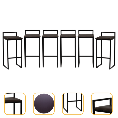 Kit 6 Banqueta Quadrada Preta para Balcão Ilha Cozinha Gourmet Bancada Piscina Bares Àrea de Lazer