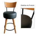 Ver imagem 2 de Banqueta Alta Cozinha Estofada Preta com Encosto Madeira Urban