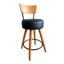 Ver imagem 1 de Banqueta Alta Cozinha Estofada Preta com Encosto Madeira Urban