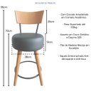 Ver imagem 3 de Banqueta Alta Cozinha Estofada Preta com Encosto Madeira Urban