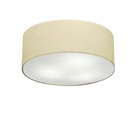 Plafon Cilíndrico Vivare Md-3005 Cúpula em Tecido 40x12cm - Bivolt - Algodão Crú - Bivolt