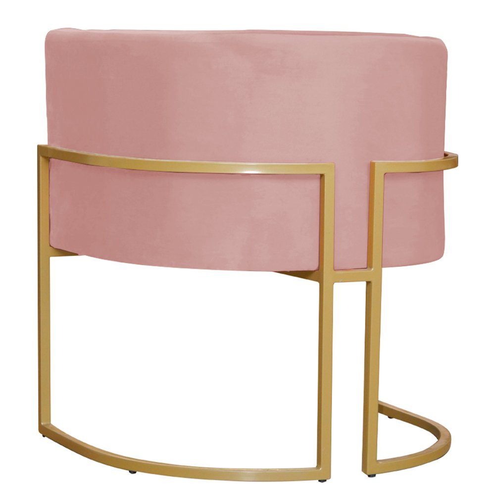 Kit 2 Poltronas Decorativa Sala de Estar Luana Base Gold Veludo Rosa - Montanaris Decor - 7