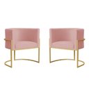 Ver imagem 1 de Kit 2 Poltronas Decorativa Sala Estar Recepção Escritório Luana Base Gold Veludo Rosa - Montanaris