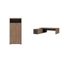 Ver imagem 2 de Conjunto 3 Peças 1 Mesa em L Diretoria Tampo Tamburato com 2 Armário Alto Marrom/Nogal/Preto Artany