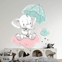 Ver imagem 3 de Adesivo de Parede Infantil Elefantinha com Guarda Chuva-Grande 75x67cm