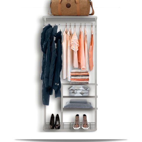 Cabideiro Arara Closet Casal Prateleira Aço Aramado - 1,00m - Branco