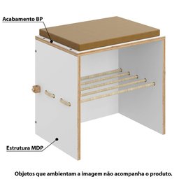 Banco Cordel com Futon e Prateleira de Sisal - Branco - 2