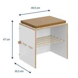 Banco Cordel com Futon e Prateleira de Sisal - Branco - 4