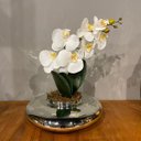 Ver imagem 3 de Arranjo Centro De Mesa Orquídea Branca Artificial Espelhado