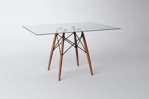 Mesa Eames Tampo Retangular de Vidro 120cm