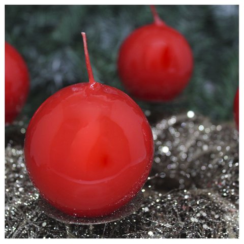 Kit 2 Velas Bola de Natal Clássica Vermelha Natalina 7cm
