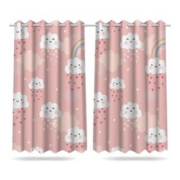 Cortina Infantil Chuva De Amor Tecido Premium 2,60x1,50m - 1