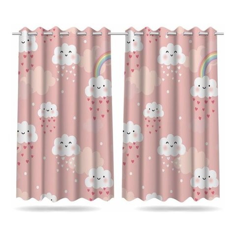 Cortina Infantil Chuva De Amor Tecido Premium 2,60x1,50m