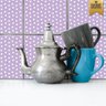 Adesivo de Azulejo Lilás com Bolinhas Brancas - 1