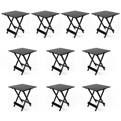 Kit 10 Mesas Dobráveis para Lanchonete 70x70cm em MDF Ultra Plus Preto