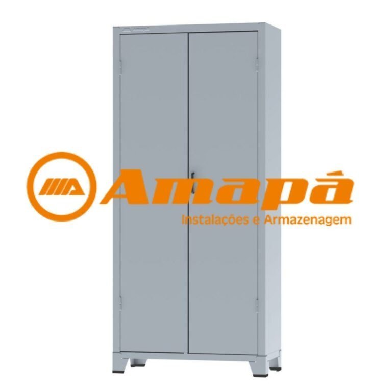 Armário de Aço c/ 02 portas REFORÇADO – (PA – 90) – 1,98×0,90×0,40m – Chapa # 22 – Cinza- 12113 - 5