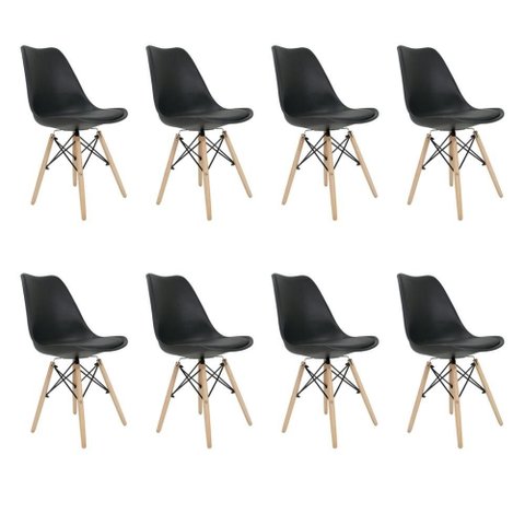 Conjunto 8 Cadeiras Saarinen PP Preta