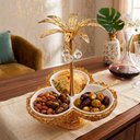 Ver imagem 2 de Petisqueira em Forma de Coqueiro Branco com Dourado para Sala de Jantar e Gourmet 25x30cm
