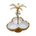 Ver imagem 1 de Petisqueira em Forma de Coqueiro Branco com Dourado para Sala de Jantar e Gourmet 25x30cm