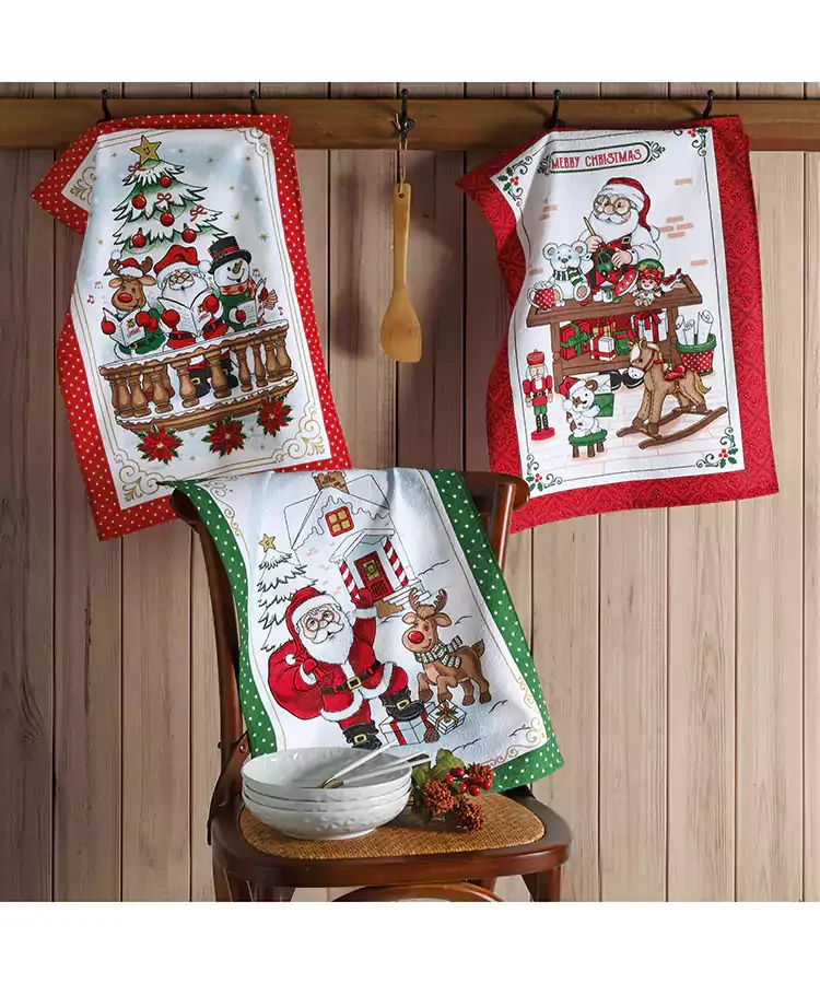 Kit 3 Pano de Copa Prato Felpudo Dohler 100% Algodão Natal 97 - 1