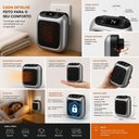 Ver imagem 5 de Aquecedor Portátil de Tomada com Display Digital e Timer 1200W para Quarto Escritório e Banheiro