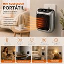 Ver imagem 3 de Aquecedor Portátil de Tomada com Display Digital e Timer 1200W para Quarto Escritório e Banheiro
