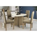 Ver imagem 1 de Sala de Jantar Completa Lótus Tampo Madeirado C- Vidro 105x135cm e 4 Cadeiras 2cad153 Nogueira-off