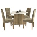 Ver imagem 2 de Sala de Jantar Completa Lótus Tampo Madeirado C- Vidro 105x135cm e 4 Cadeiras 2cad153 Nogueira-off