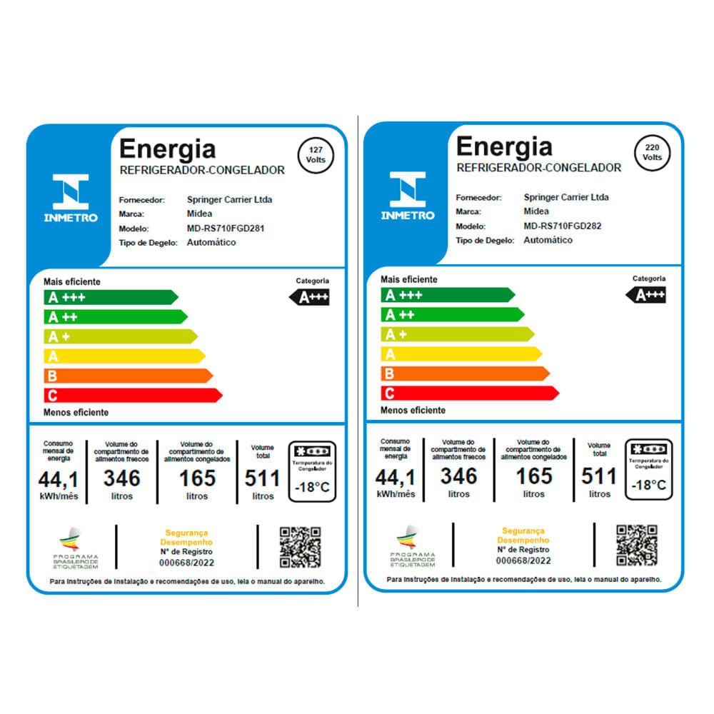 Geladeira Side By Side 511l Inverter Cor Preto Conectada Midea Md-rs710fgd282 - 220v - 7