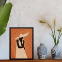 Ver imagem 2 de Quadro Mulher Negra Boho Fundo Terracota 24x18cm - com Vidro:moldura Preta