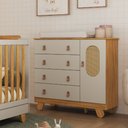 Ver imagem 5 de Cômoda Pingo Quarto Bebê Trocador Janela de Tela 4 Gavetas - Off White com Amêndoa