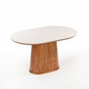 Ver imagem 1 de Mesa de Jantar Lina até 6 Lugares Orgânica com Vidro Off White 140x90cm